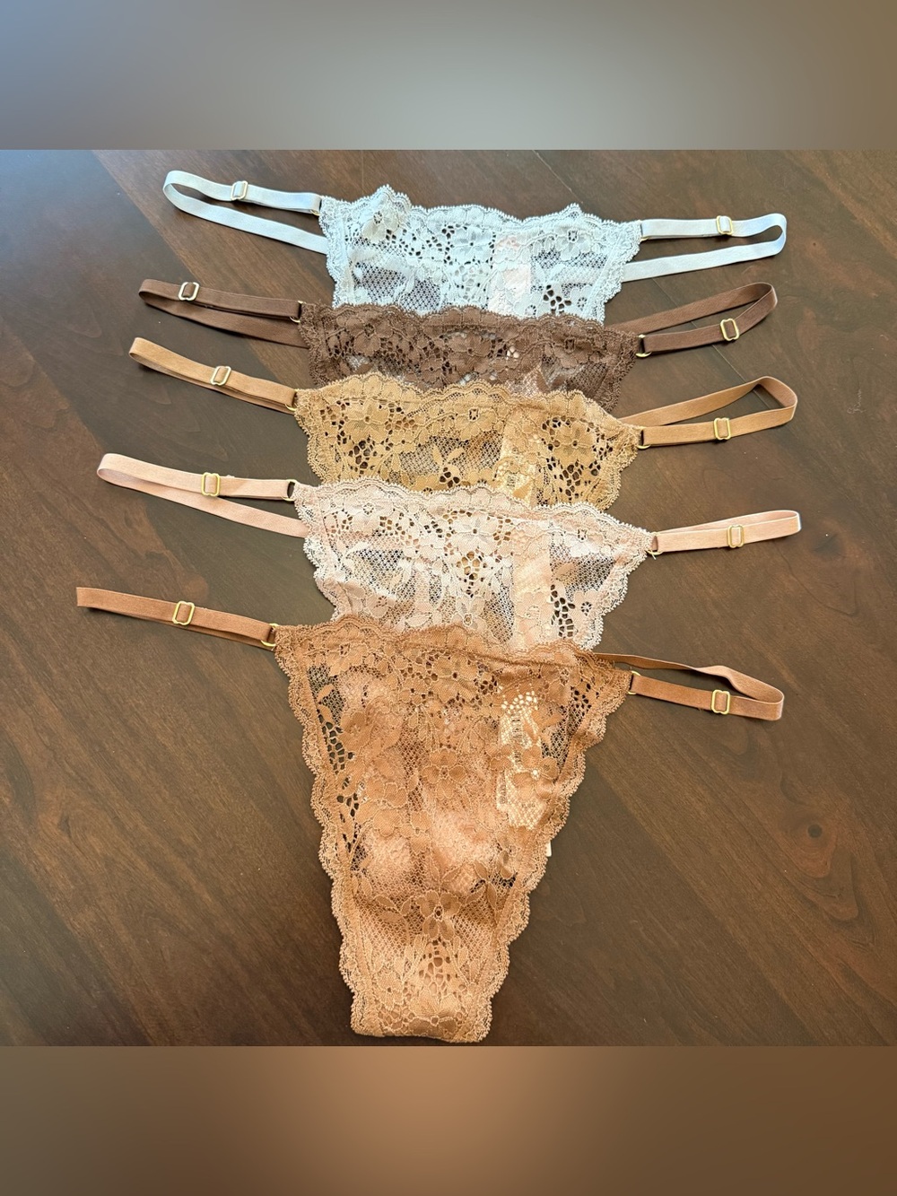 Lot of 5 Victoria's Secret Lace Adjustable V-String panties XL